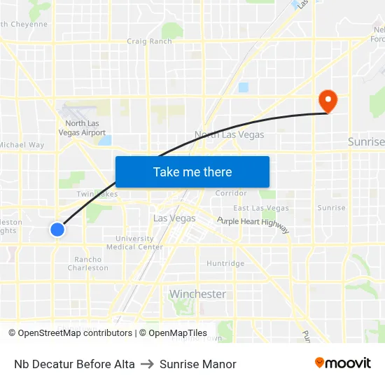 Nb Decatur Before Alta to Sunrise Manor map