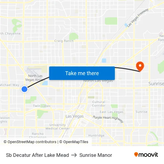 Sb Decatur After Lake Mead to Sunrise Manor map