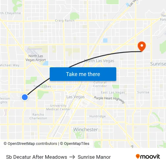Sb Decatur After Meadows to Sunrise Manor map