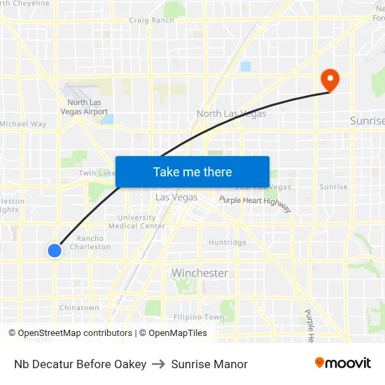 Nb Decatur Before Oakey to Sunrise Manor map