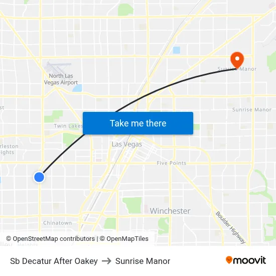 Sb Decatur After Oakey to Sunrise Manor map