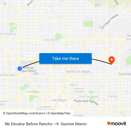 Nb Decatur Before Rancho to Sunrise Manor map