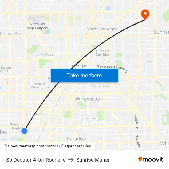 Sb Decatur After Rochelle to Sunrise Manor map