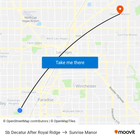 Sb Decatur After Royal Ridge to Sunrise Manor map