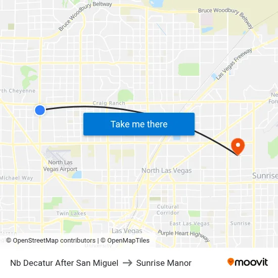 Nb Decatur After San Miguel to Sunrise Manor map