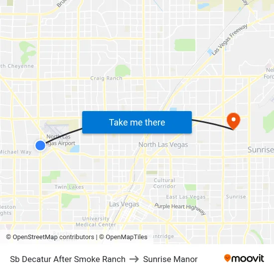 Sb Decatur After Smoke Ranch to Sunrise Manor map
