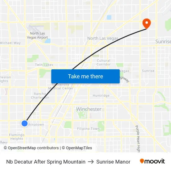Nb Decatur After Spring Mountain to Sunrise Manor map