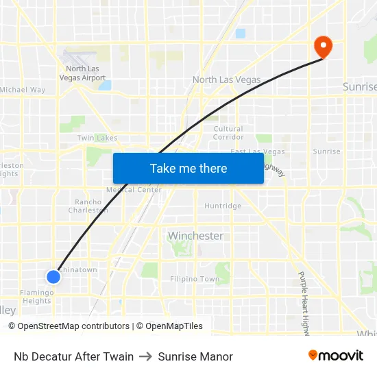Nb Decatur After Twain to Sunrise Manor map