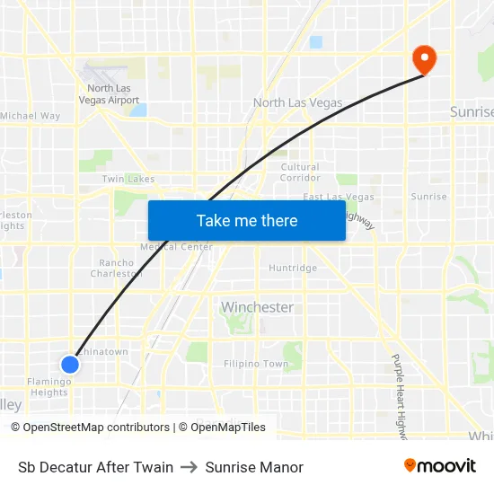 Sb Decatur After Twain to Sunrise Manor map
