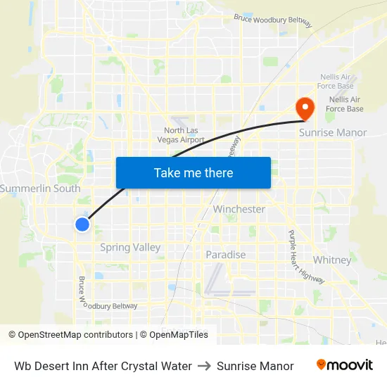 Wb Desert Inn After Crystal Water to Sunrise Manor map