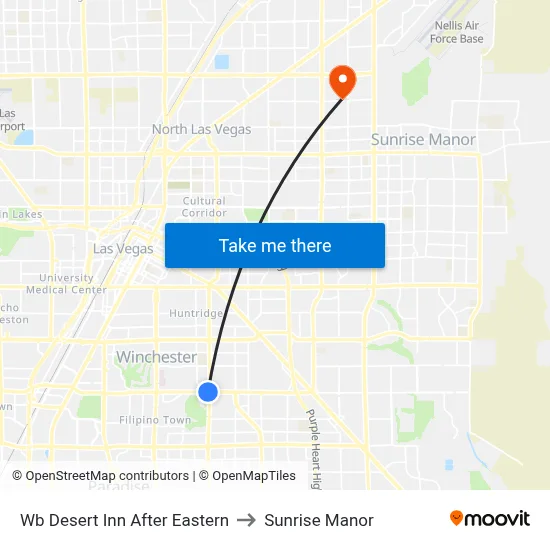 Wb Desert Inn After Eastern to Sunrise Manor map