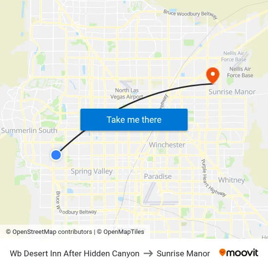 Wb Desert Inn After Hidden Canyon to Sunrise Manor map