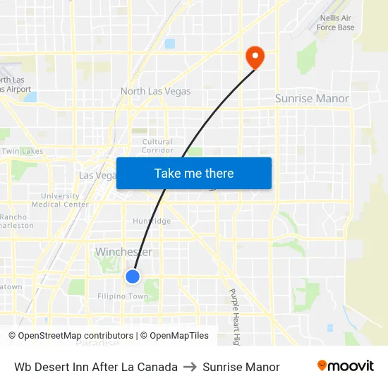 Wb Desert Inn After La Canada to Sunrise Manor map