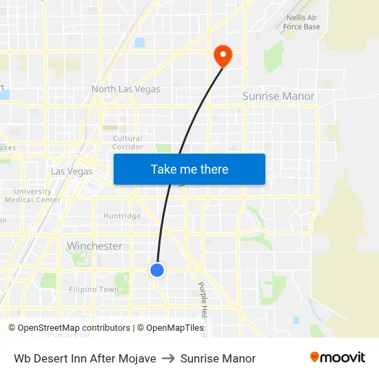 Wb Desert Inn After Mojave to Sunrise Manor map