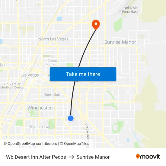 Wb Desert Inn After Pecos to Sunrise Manor map