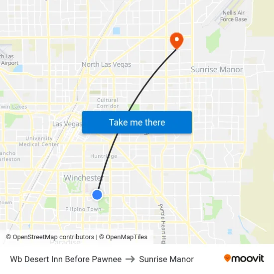 Wb Desert Inn Before Pawnee to Sunrise Manor map