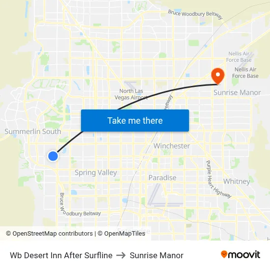 Wb Desert Inn After Surfline to Sunrise Manor map