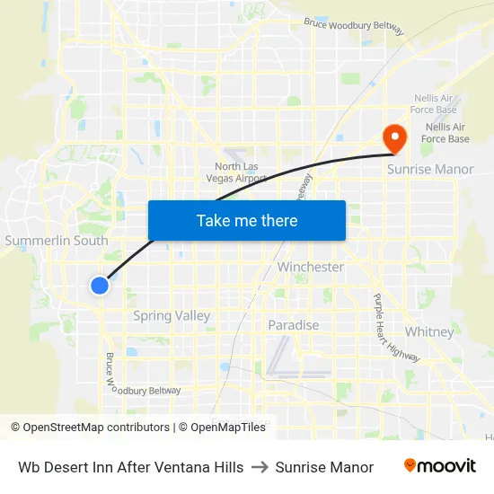 Wb Desert Inn After Ventana Hills to Sunrise Manor map