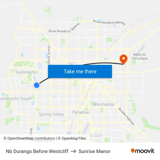 Nb Durango Before Westcliff to Sunrise Manor map