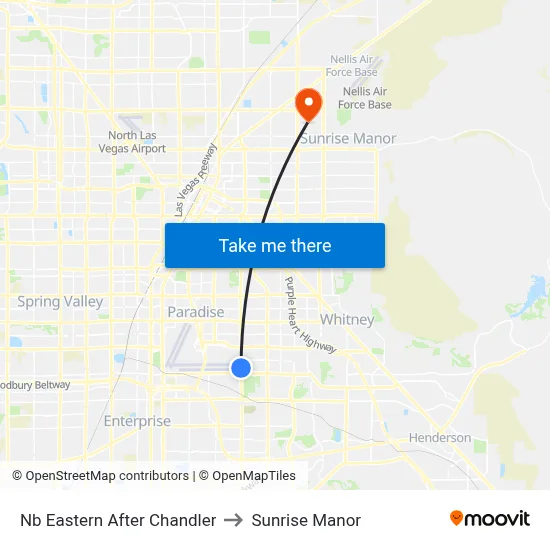 Nb Eastern After Chandler to Sunrise Manor map