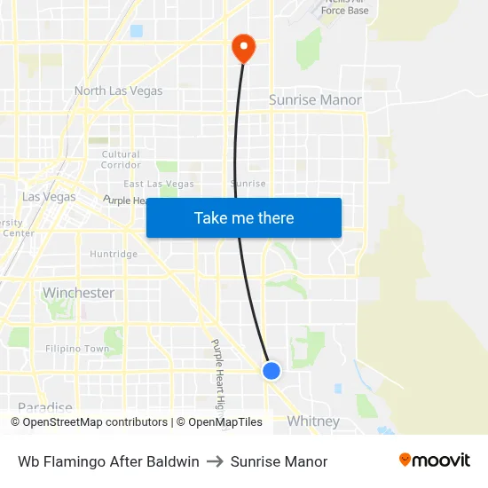 Wb Flamingo After Baldwin to Sunrise Manor map