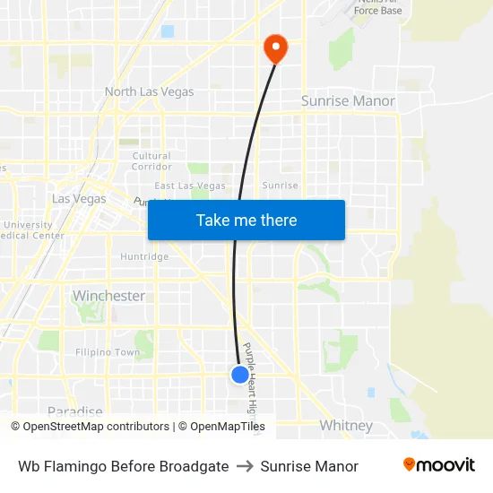 Wb Flamingo Before Broadgate to Sunrise Manor map