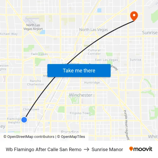 Wb Flamingo After Calle San Remo to Sunrise Manor map
