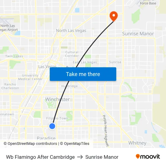 Wb Flamingo After Cambridge to Sunrise Manor map