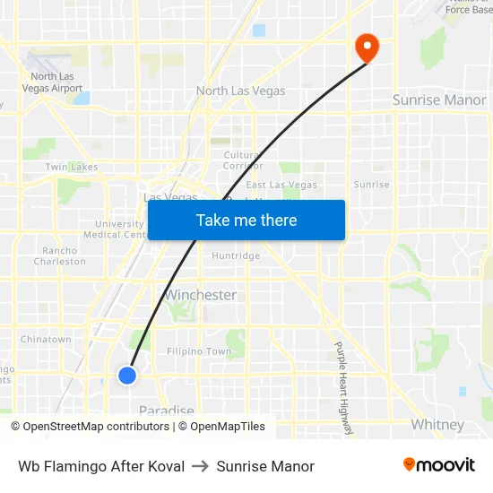 Wb Flamingo After Koval to Sunrise Manor map