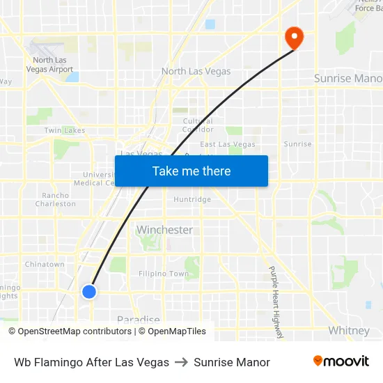 Wb Flamingo After Las Vegas to Sunrise Manor map