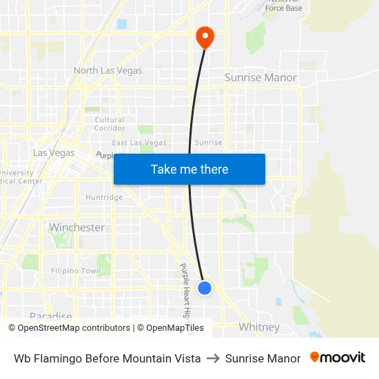 Wb Flamingo Before Mountain Vista to Sunrise Manor map