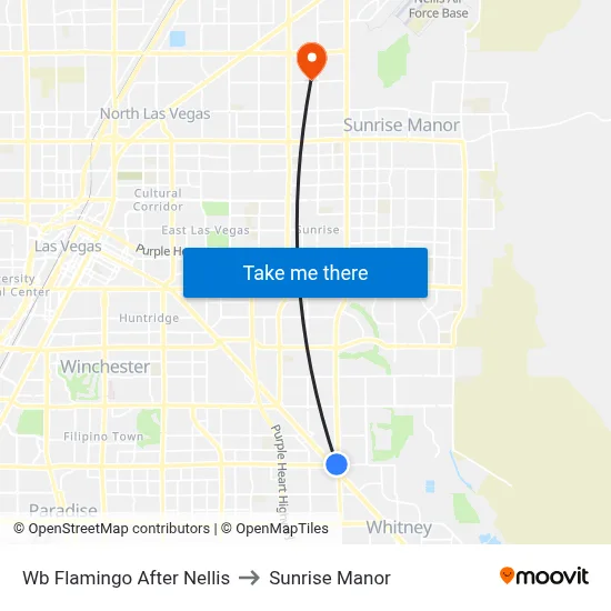 Wb Flamingo After Nellis to Sunrise Manor map