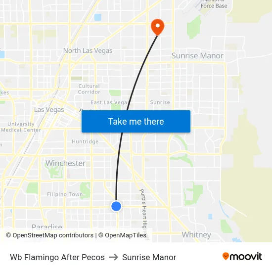 Wb Flamingo After Pecos to Sunrise Manor map