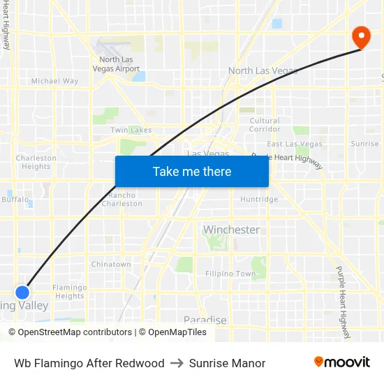 Wb Flamingo After Redwood to Sunrise Manor map
