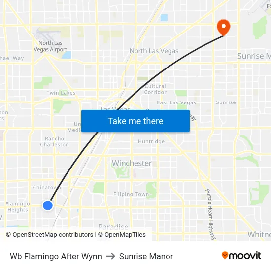 Wb Flamingo After Wynn to Sunrise Manor map