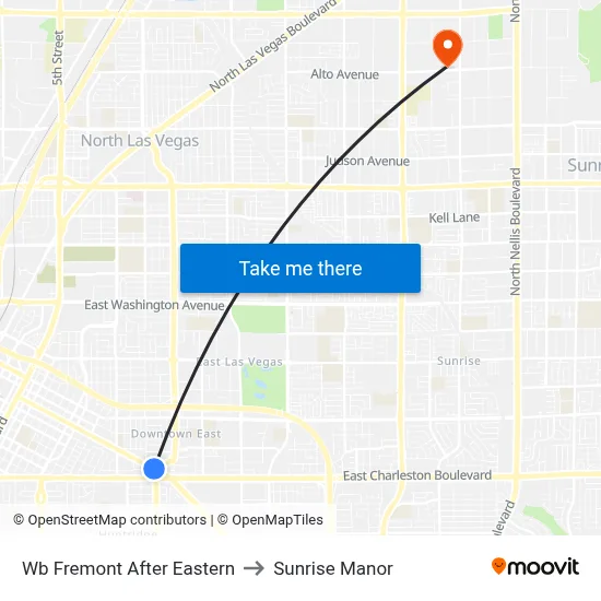 Wb Fremont After Eastern to Sunrise Manor map