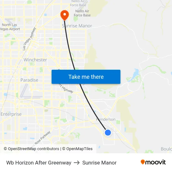 Wb Horizon After Greenway to Sunrise Manor map