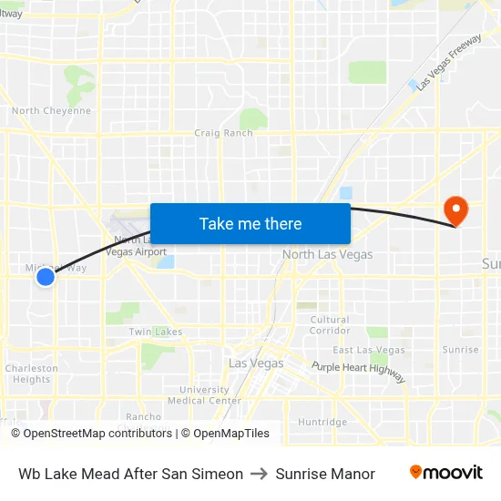 Wb Lake Mead After San Simeon to Sunrise Manor map