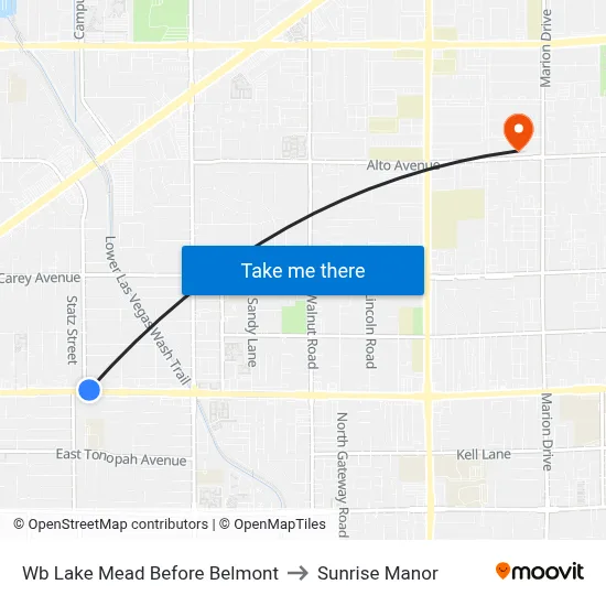 Wb Lake Mead Before Belmont to Sunrise Manor map