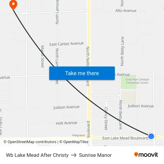 Wb Lake Mead After Christy to Sunrise Manor map