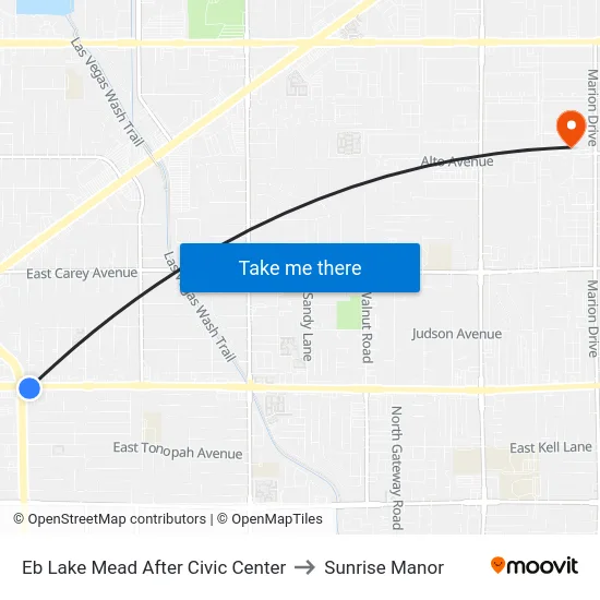 Eb Lake Mead After Civic Center to Sunrise Manor map