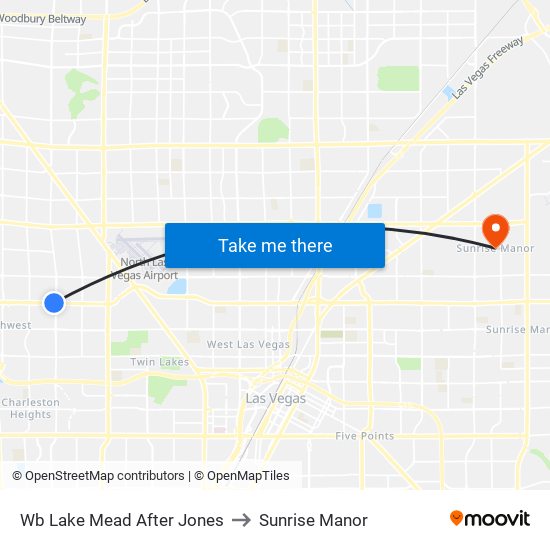 Wb Lake Mead After Jones to Sunrise Manor map