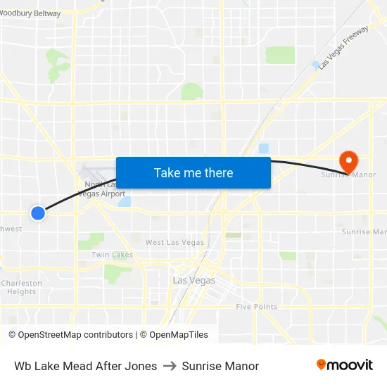 Wb Lake Mead After Jones to Sunrise Manor map