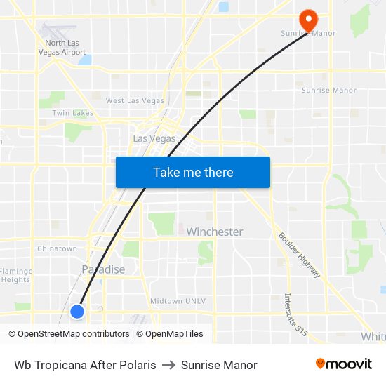 Wb Tropicana After Polaris to Sunrise Manor map