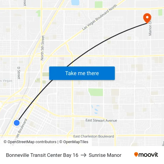 Bonneville Transit Center Bay 16 to Sunrise Manor map
