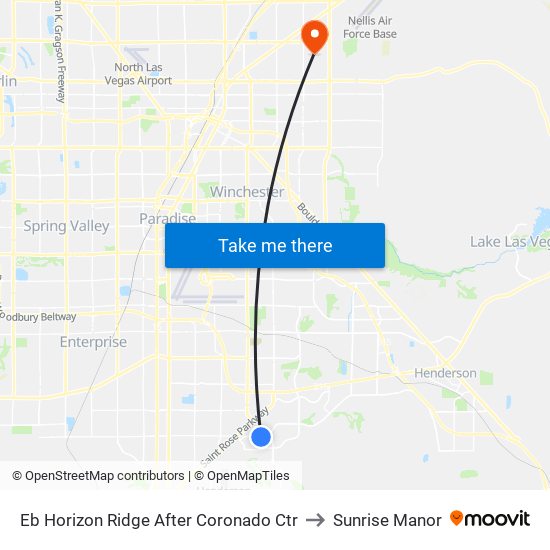 Eb Horizon Ridge After Coronado Ctr to Sunrise Manor map