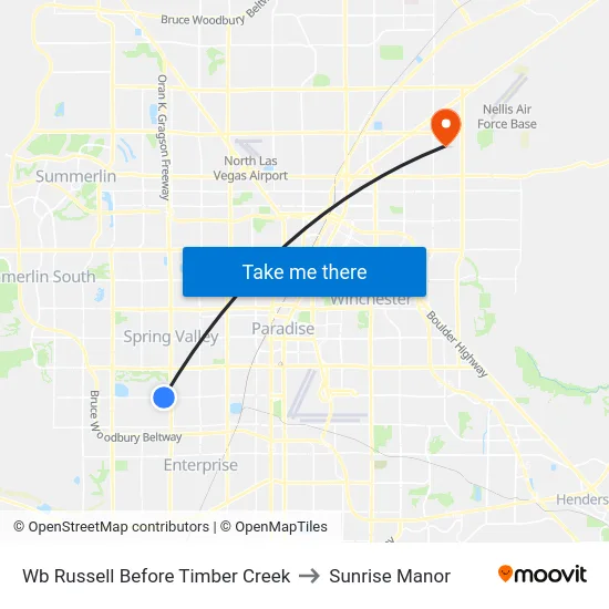 Wb Russell Before Timber Creek to Sunrise Manor map