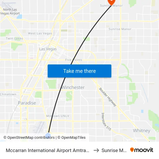 Mccarran International Airport Amtrak Bus Stop to Sunrise Manor map