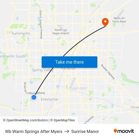Wb Warm Springs After Myers to Sunrise Manor map