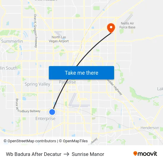 Wb Badura After Decatur to Sunrise Manor map